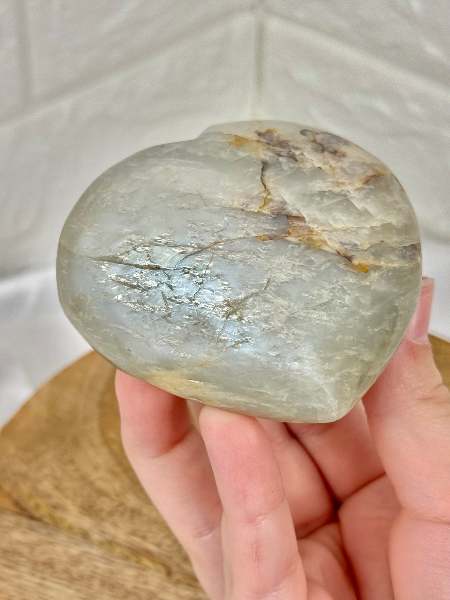 1 flashy sage moonstone heart