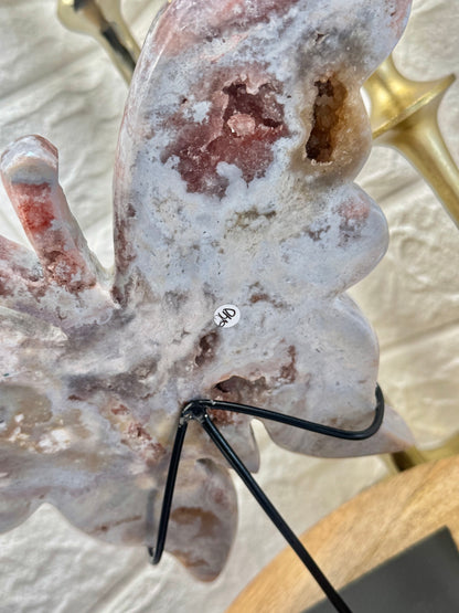 Amazing pink amethyst butterfly on stand from Brazil