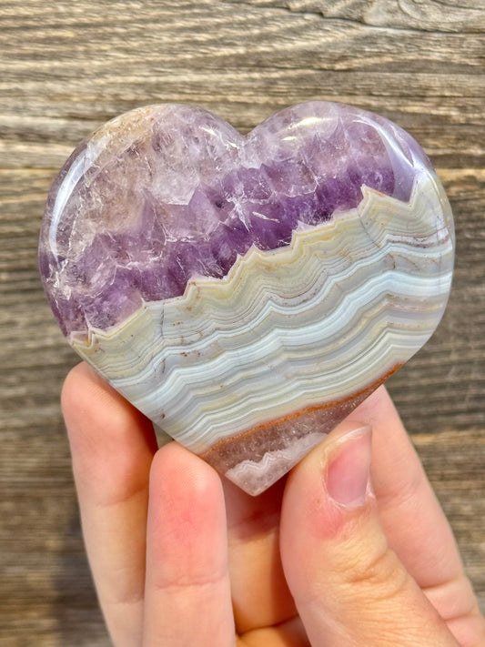 Amethyst x crazy lace agate heart I