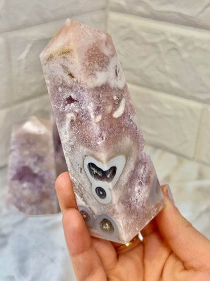 You pick! High grade pink amethyst x flower agate towers from Brazil
