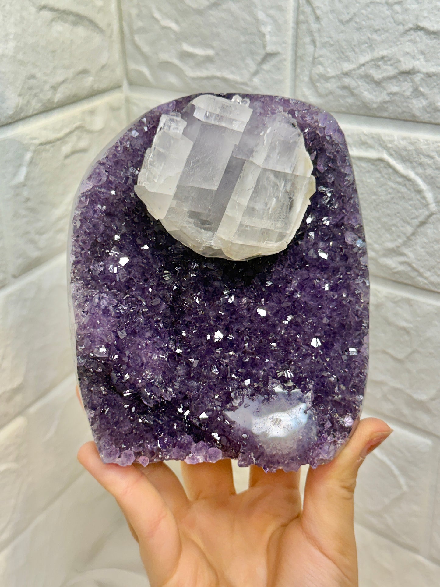 Stunning juicy purple Uruguay amethyst with calcite C