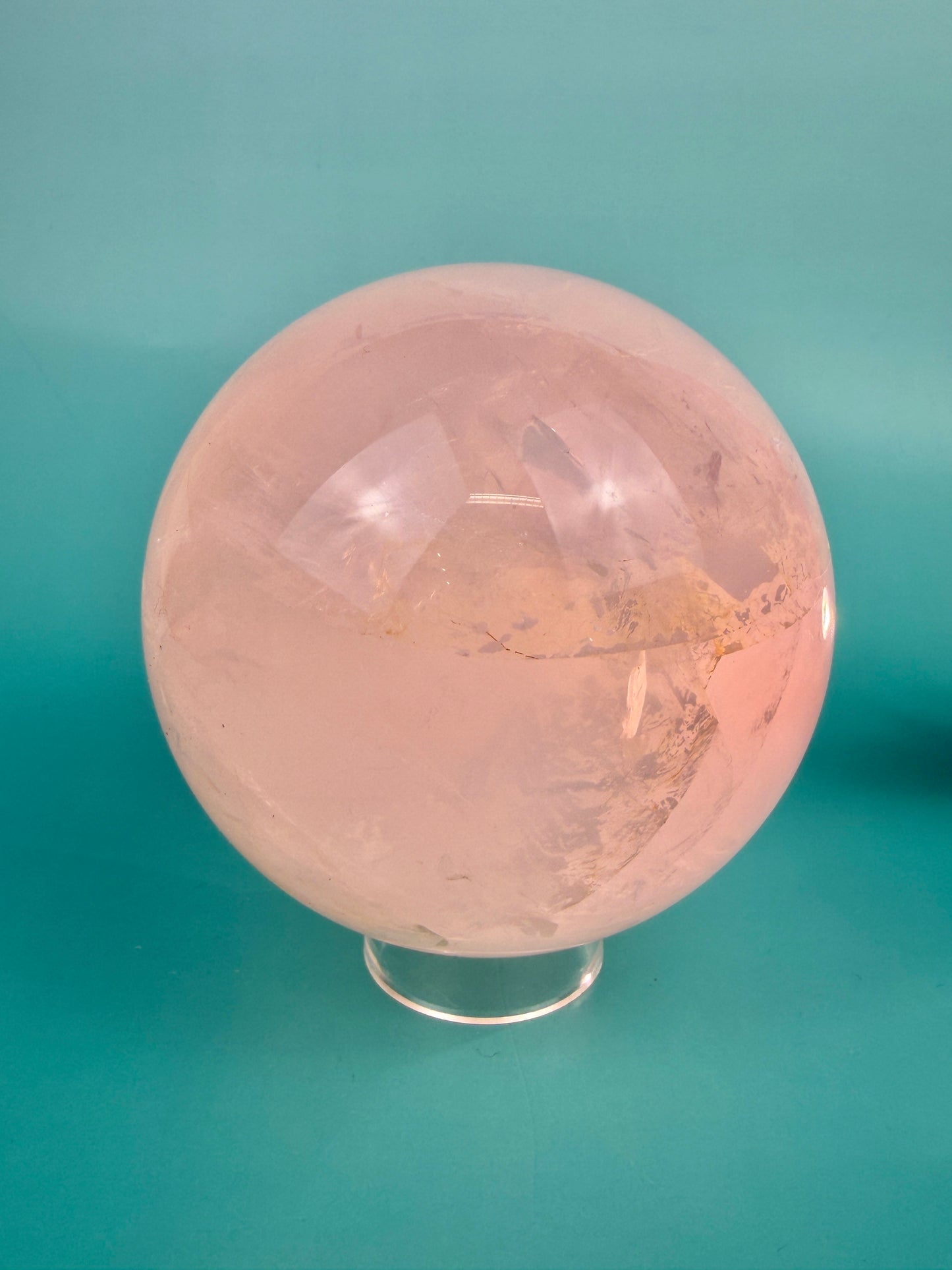 Statement flashy star rose quartz sphere