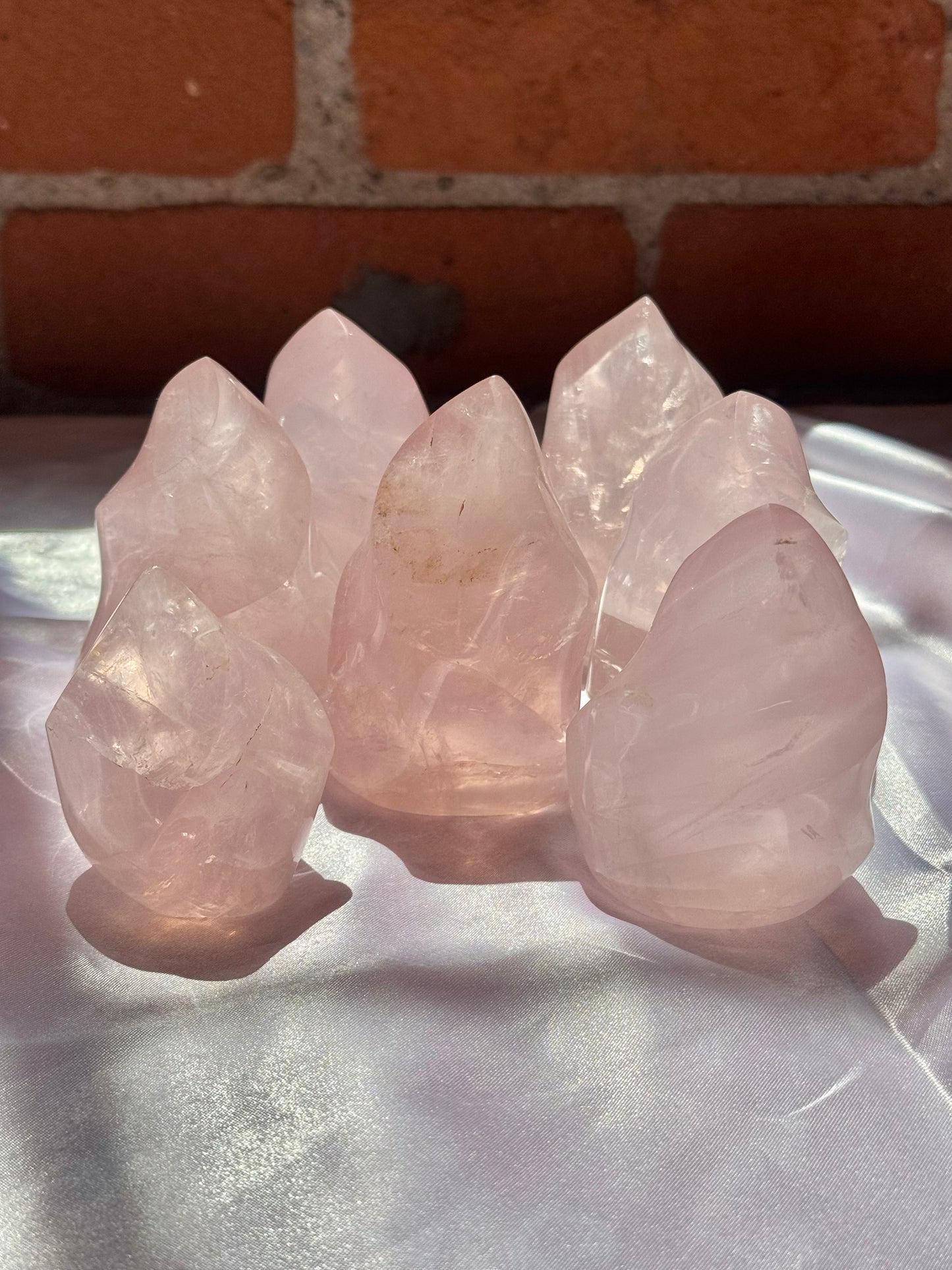 1 intuitive gemmy rose quartz flame from Madagascar