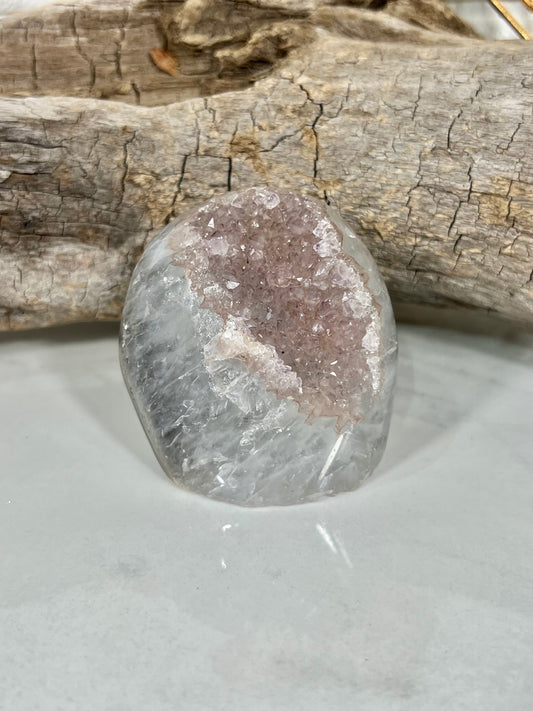 Small quartzy pink amethyst cutbase S