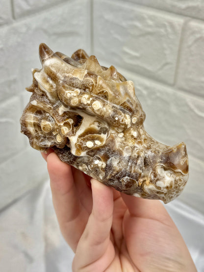 Chocolate calcite dragon head
