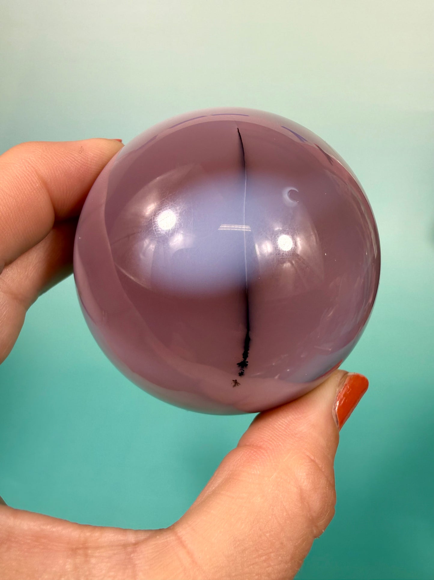 Insane pink jelly agate sphere U (heated color)