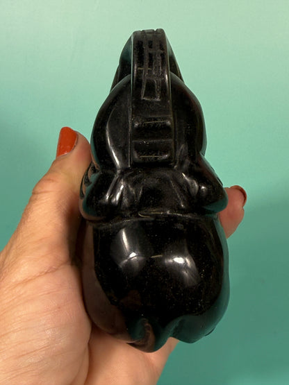 Gold sheen obsidian elephant