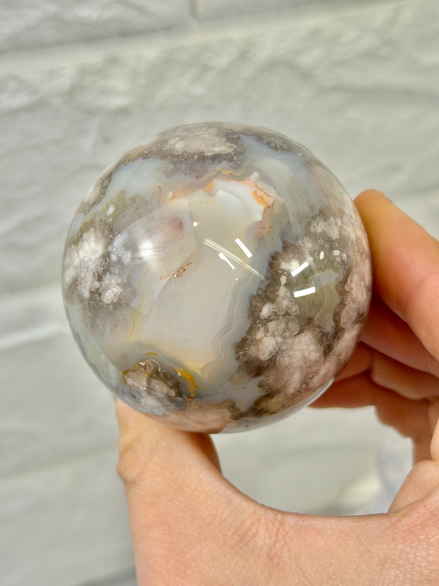 Incredible flower agate sphere