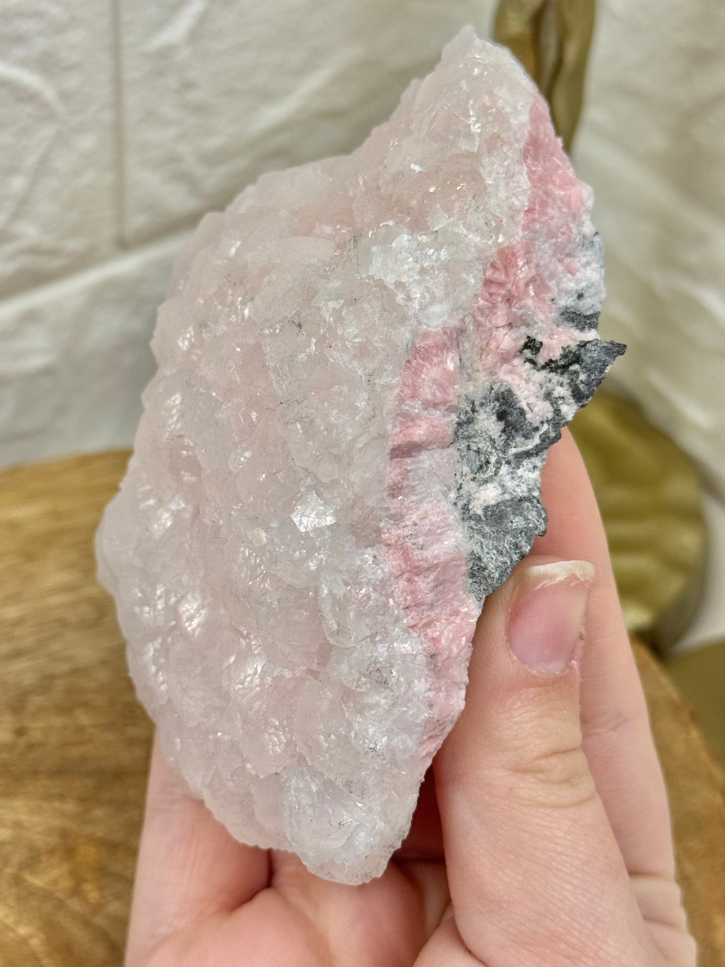 Bubbly UV reactive pink mangano calcite specimen from Peru