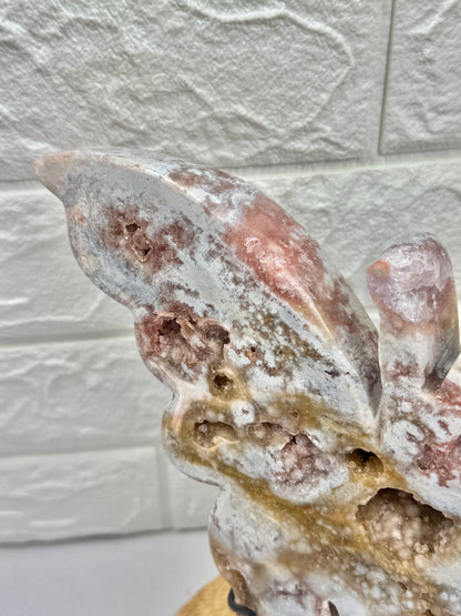 Absolutely gorgeous druzy pink amethyst butterfly on stand from Brazil