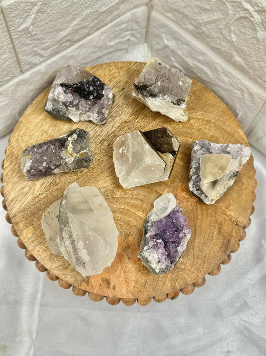 1 intuitive raw chunk of amethyst x calcite from Brazil