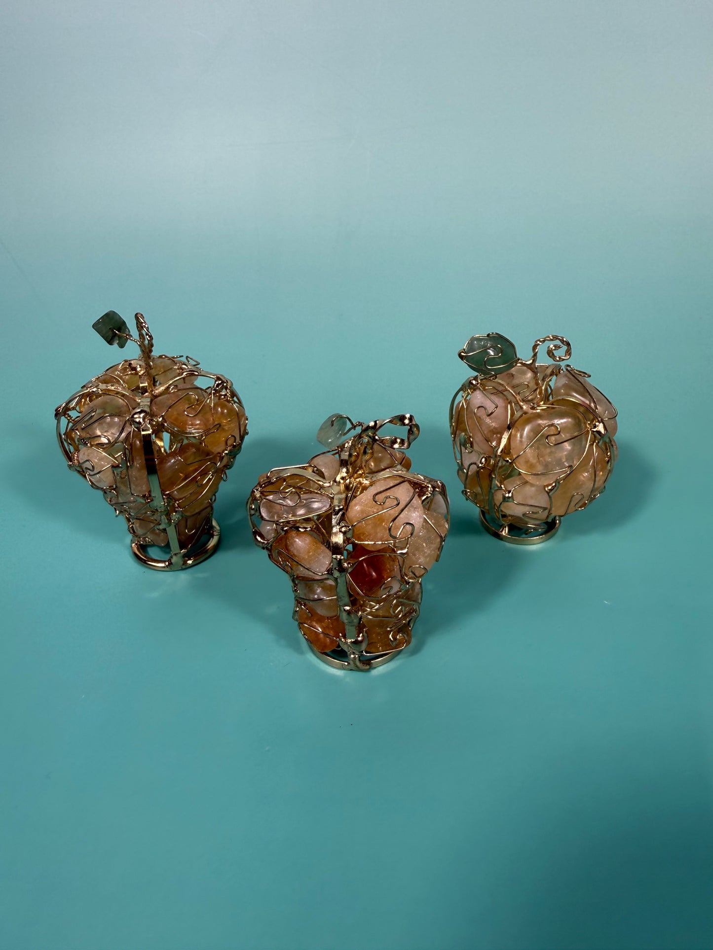 MED heated citrine wire wrapped apple