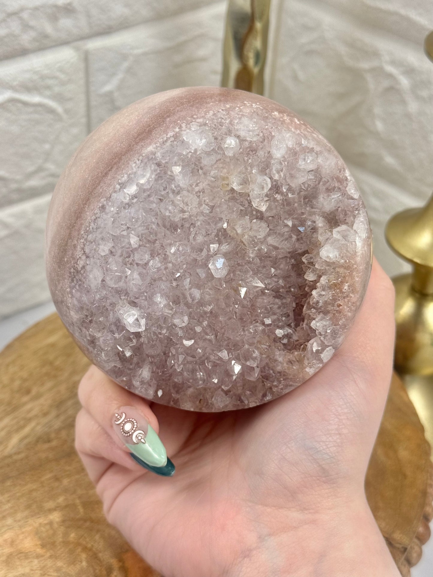 Stunning XL druzy pink amethyst sphere from Brazil