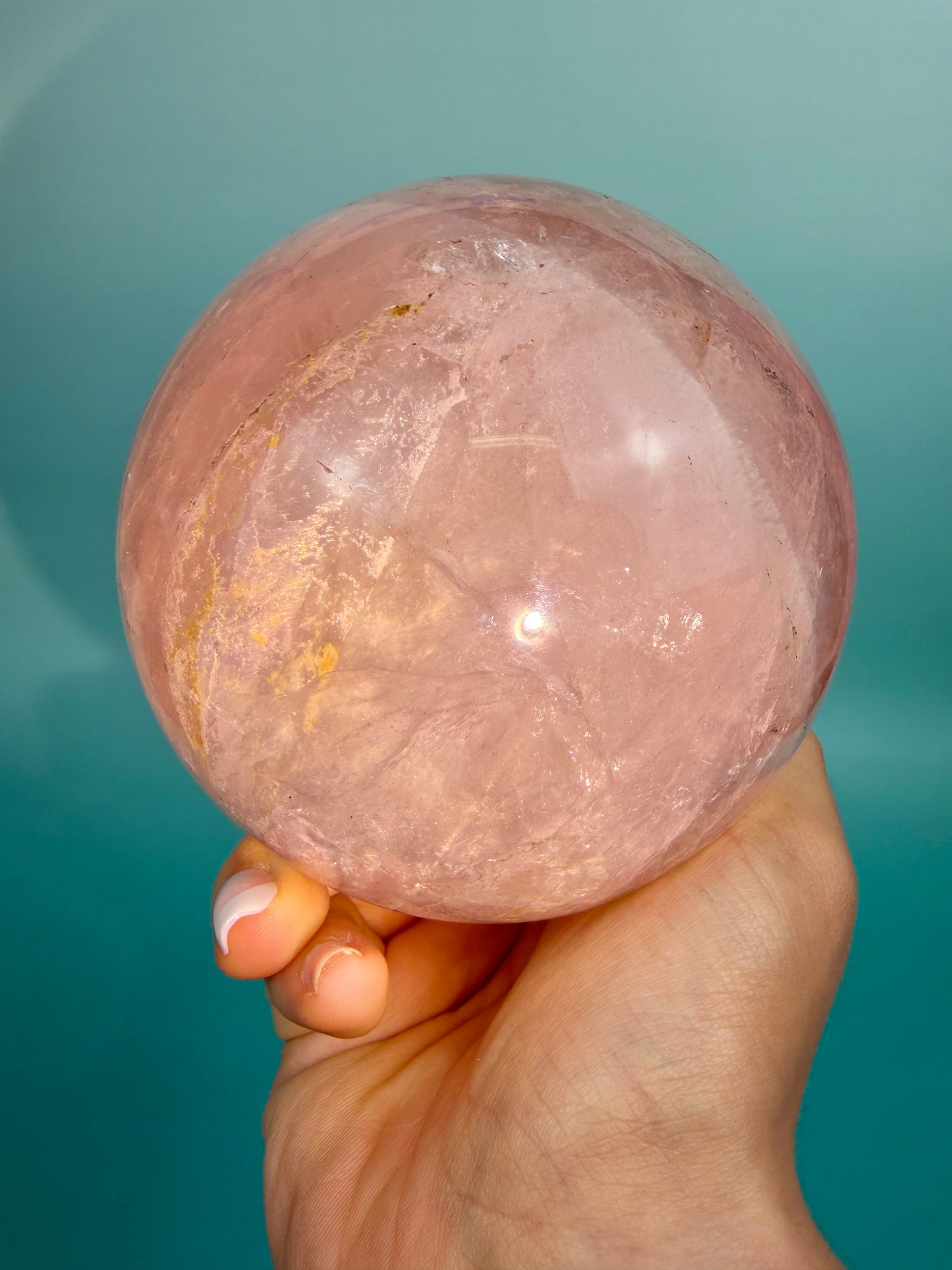 Incredible flashy star rose quartz sphere