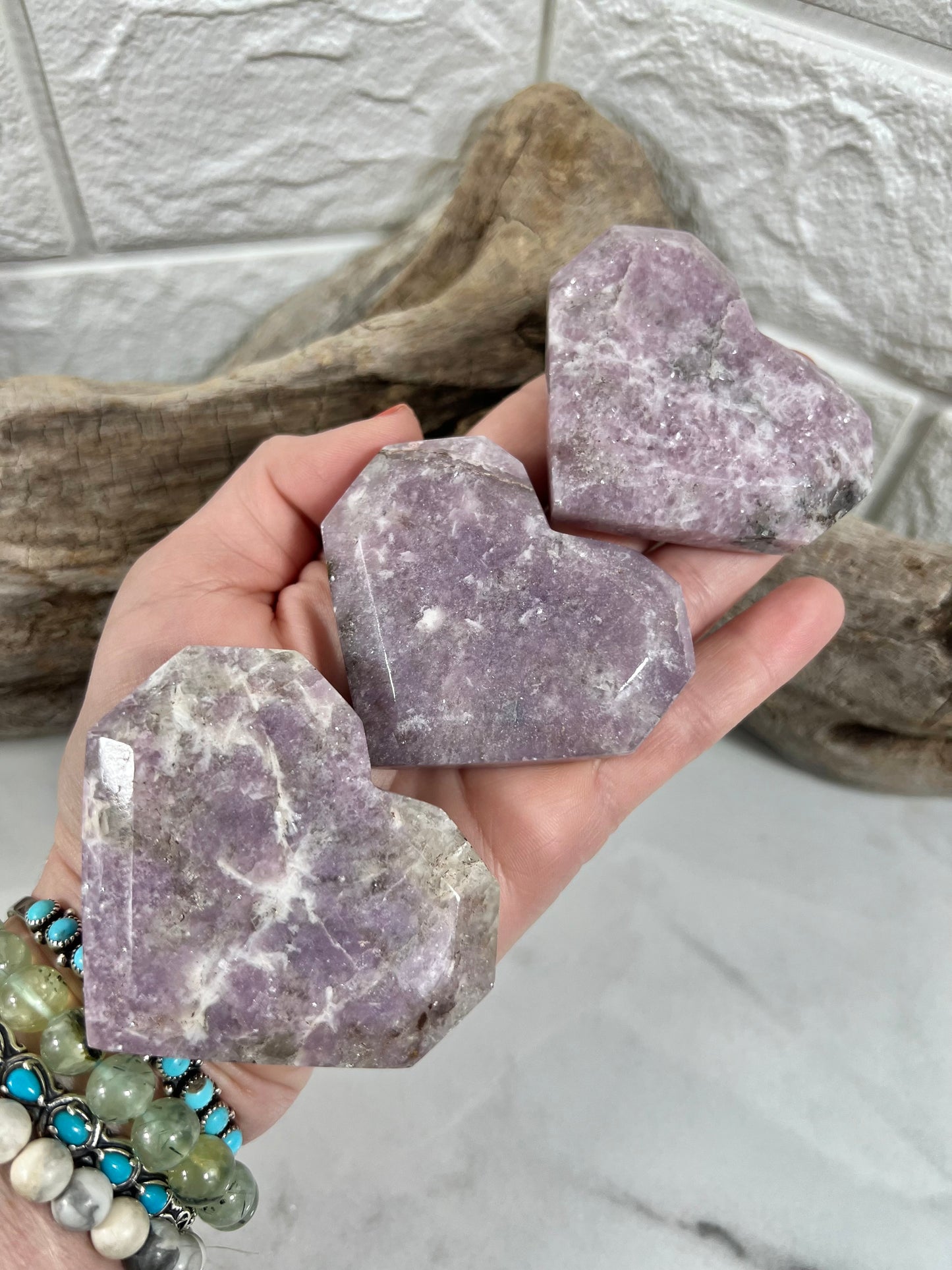 1 lilac lepidolite faceted heart