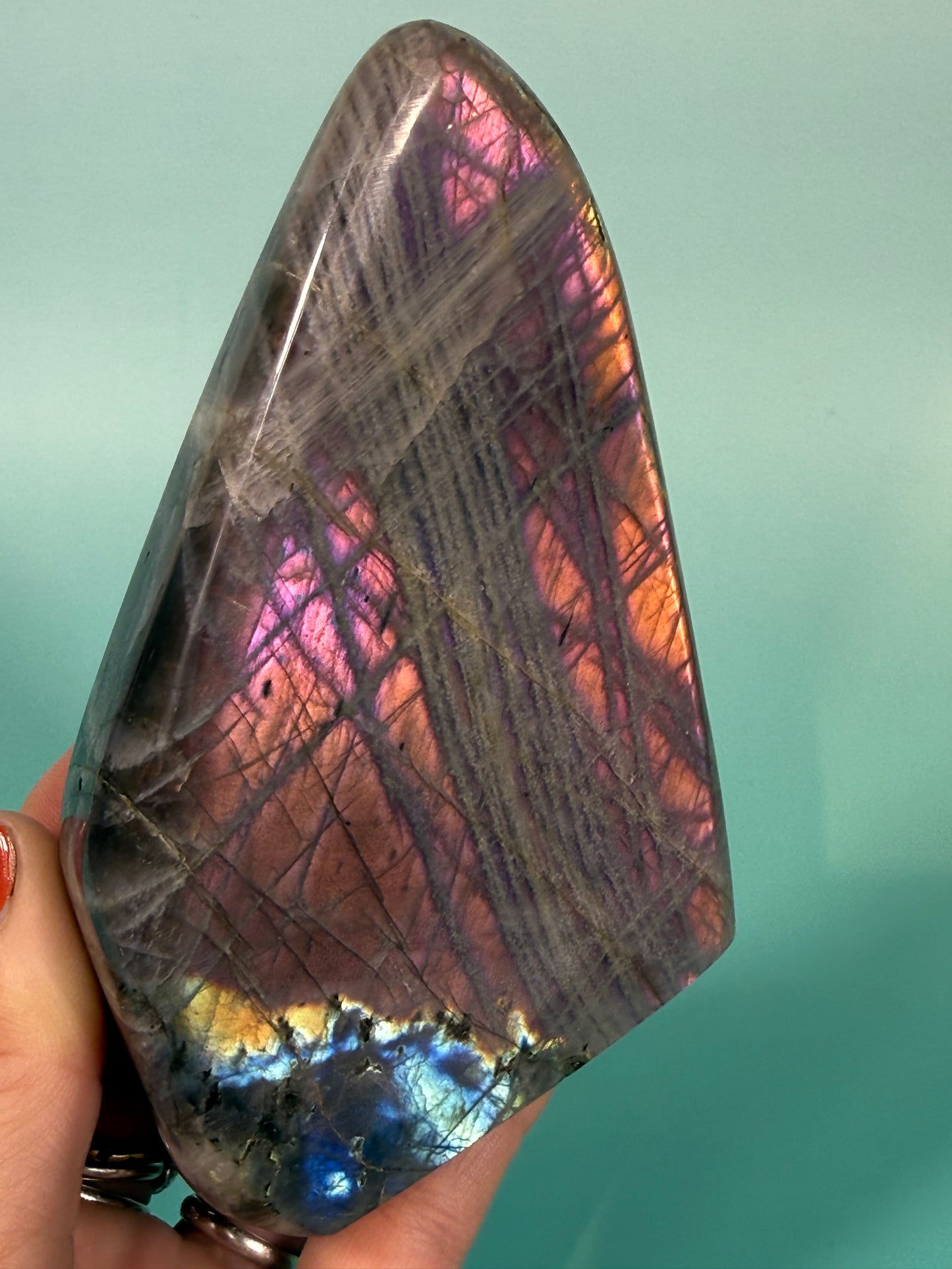 Stunning hot pink flash labradorite Freeform C