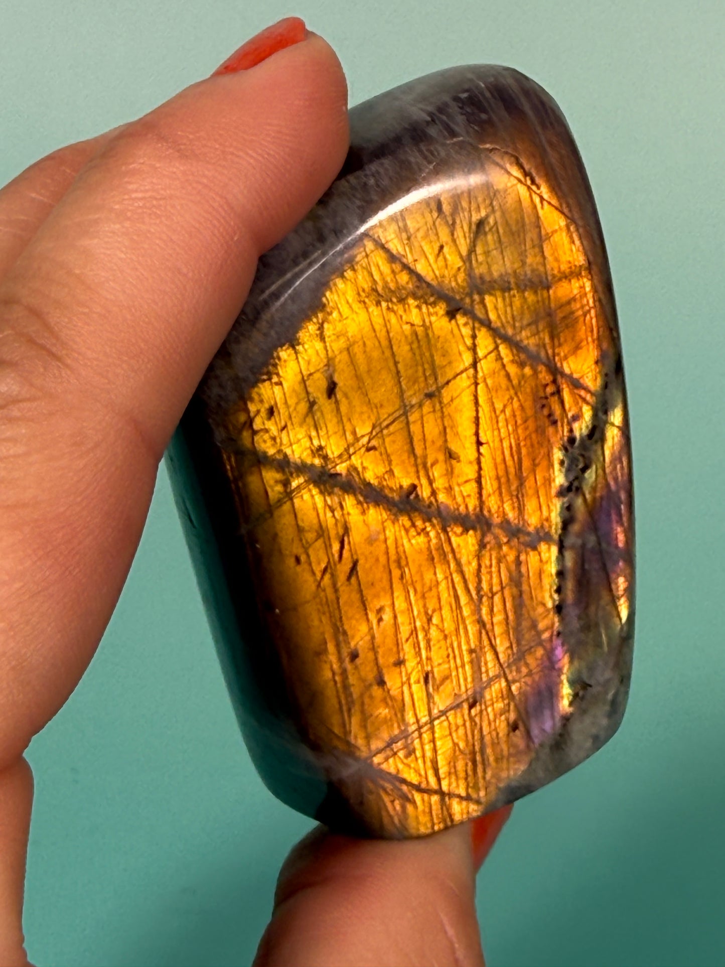 Orange / Purple flash small Labradorite free form AA
