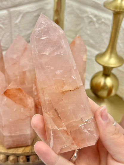 You pick! Rose quartz x fire quartz towers from Brazil (natural imperfections)