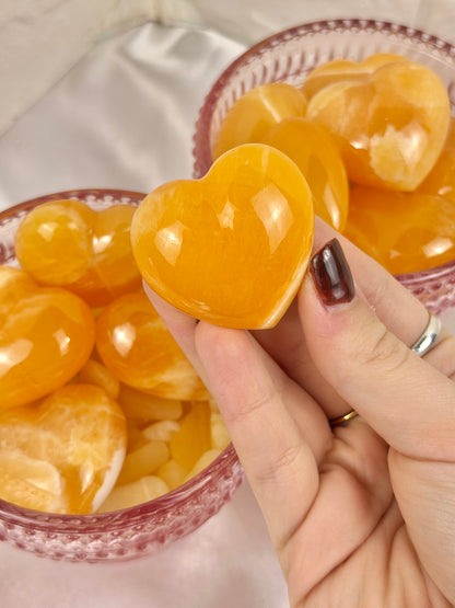 1 juicy orange calcite heart from Mexico
