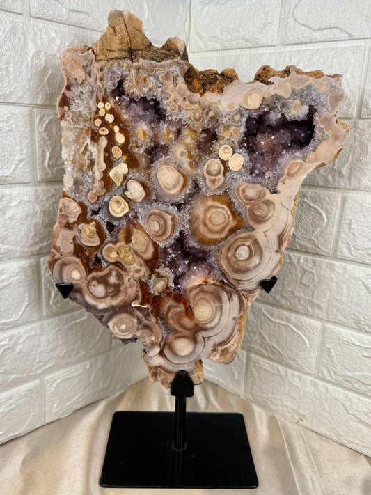 Insane XXL statement flower pink amethyst slab from Brazil