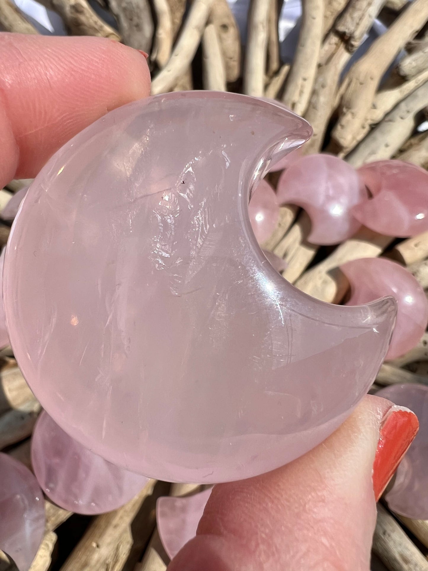 1 gemmy rose quartz moon