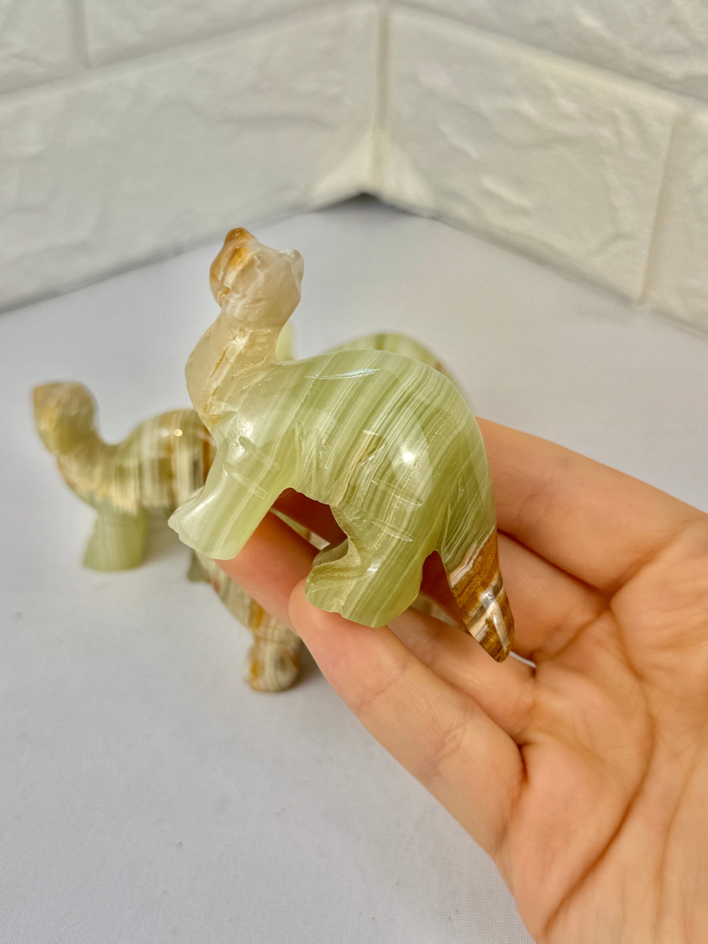 1 green calcite brontosaurus