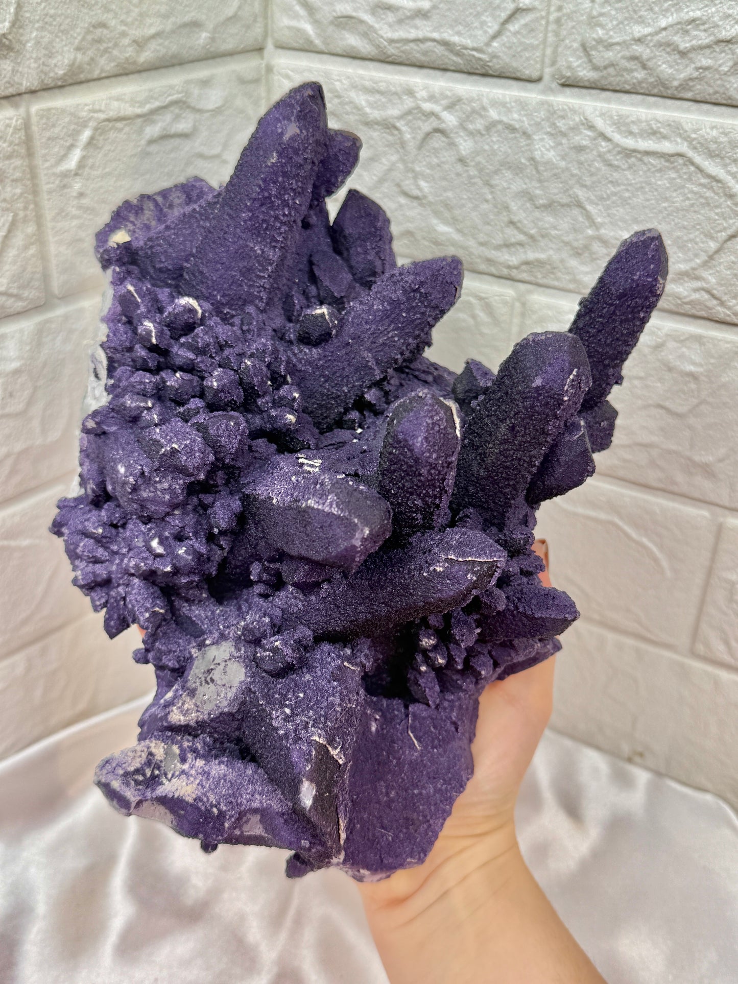 Collectors natural purple fluorite on candle quartz from Inner Mongolia, China