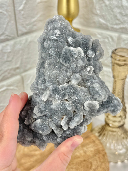 Stunning gray druzy quartz specimen from China