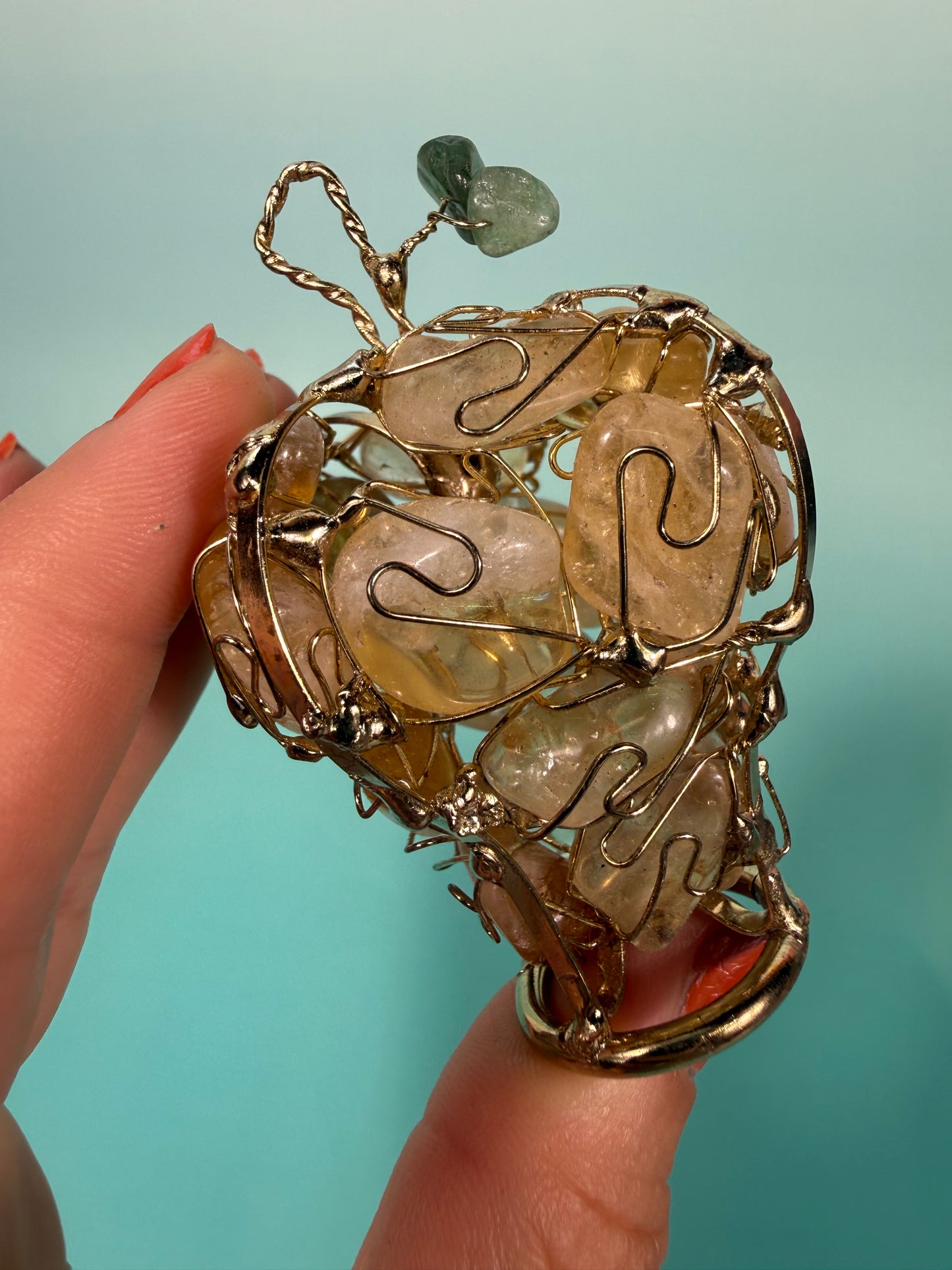 MED heated citrine wire wrapped apple