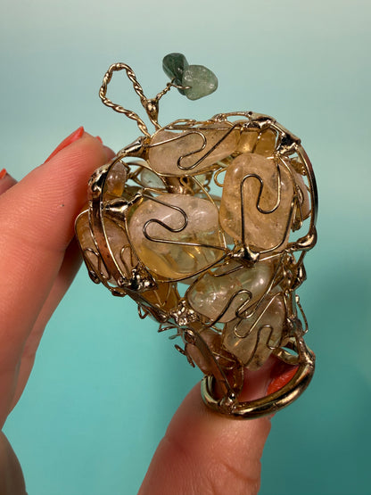 MED heated citrine wire wrapped apple