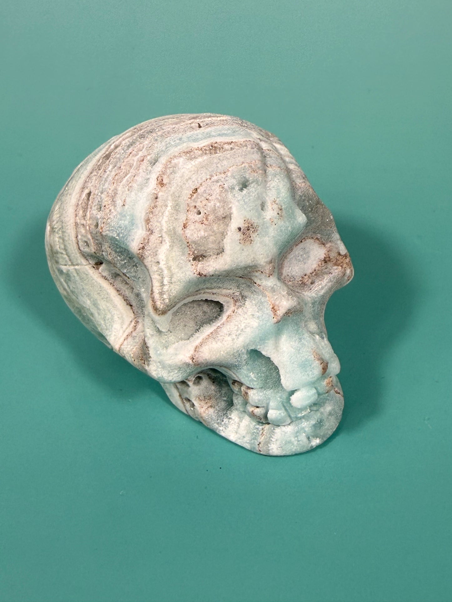 Blue hemimorphite skull