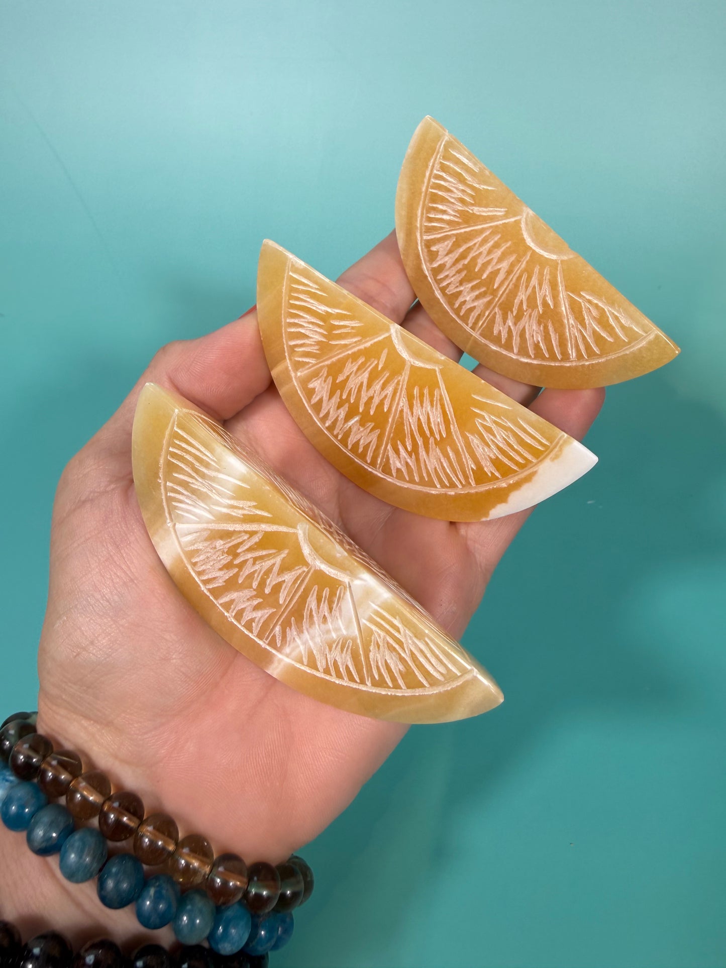 Orange calcite fruit slice