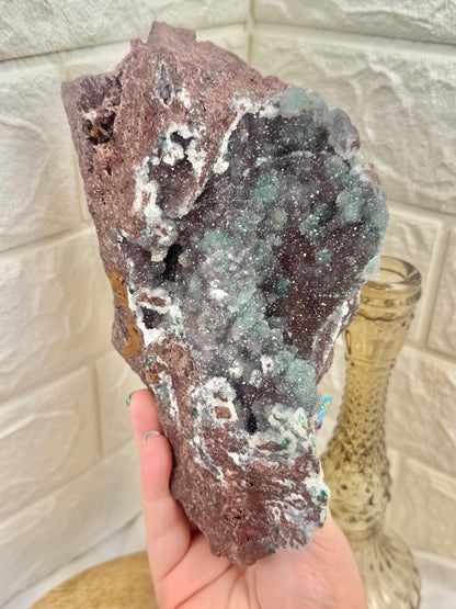 XL uncommon Druzy quartz coated ball malachite from Likasi, DRC