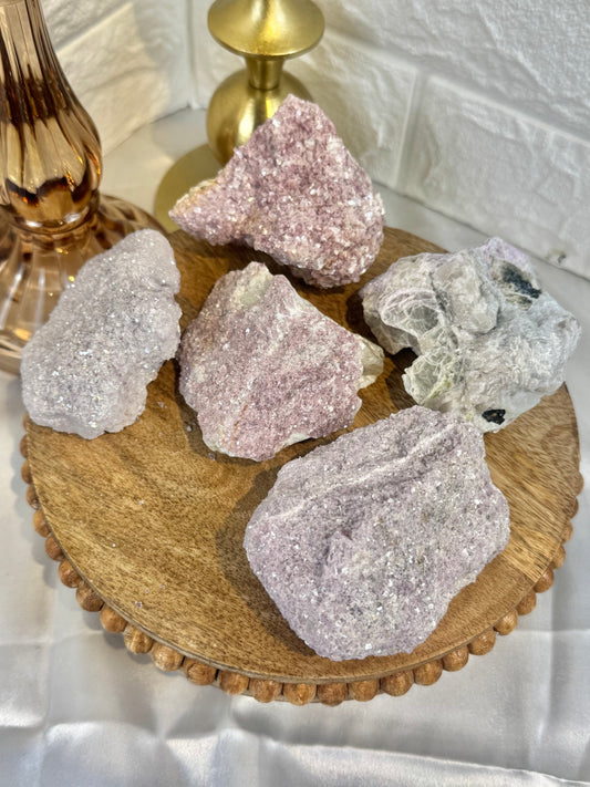 You pick! Raw lepidolite with mica inclusions from California