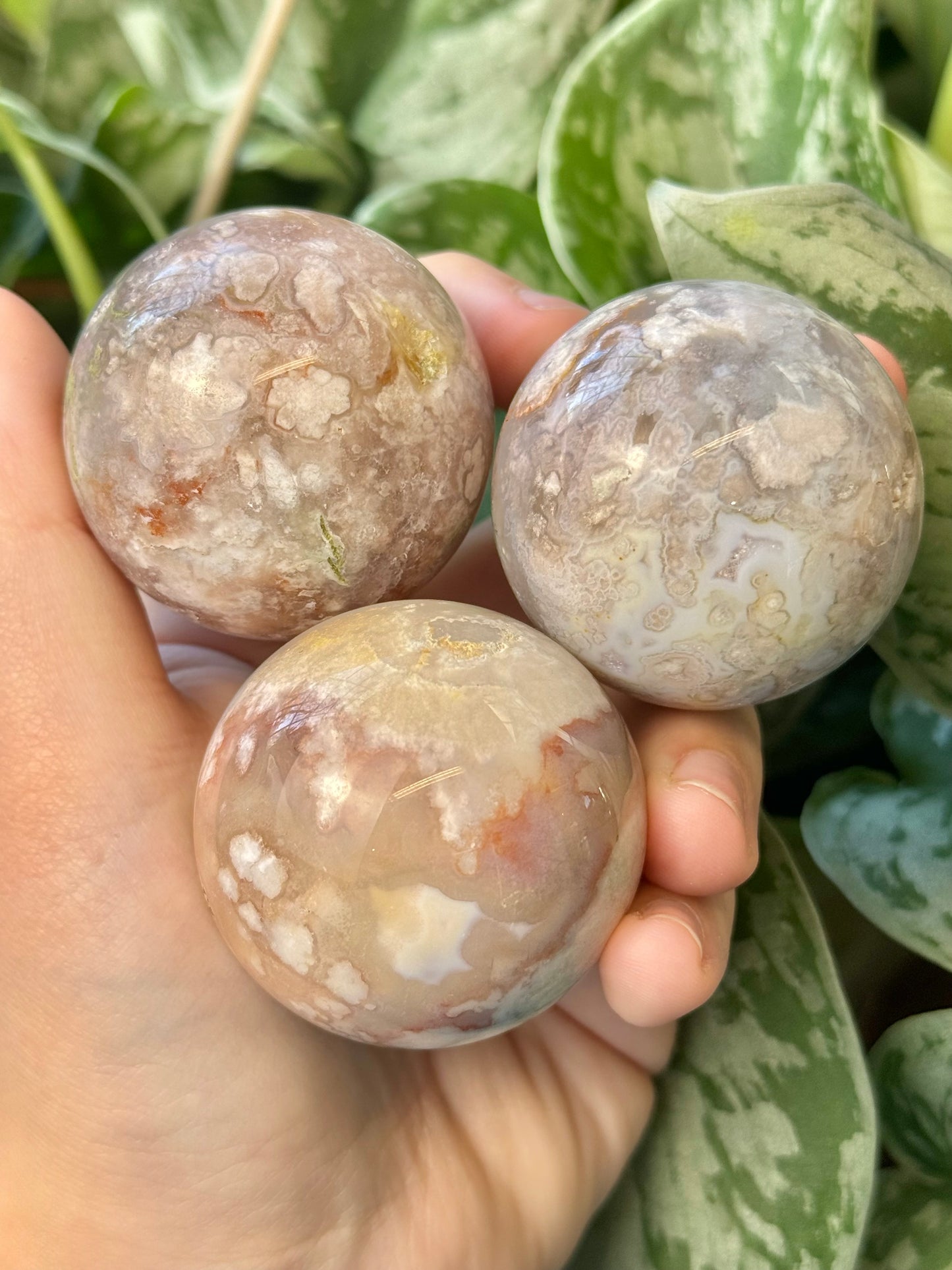 You pick! Stunning flower agate sphere