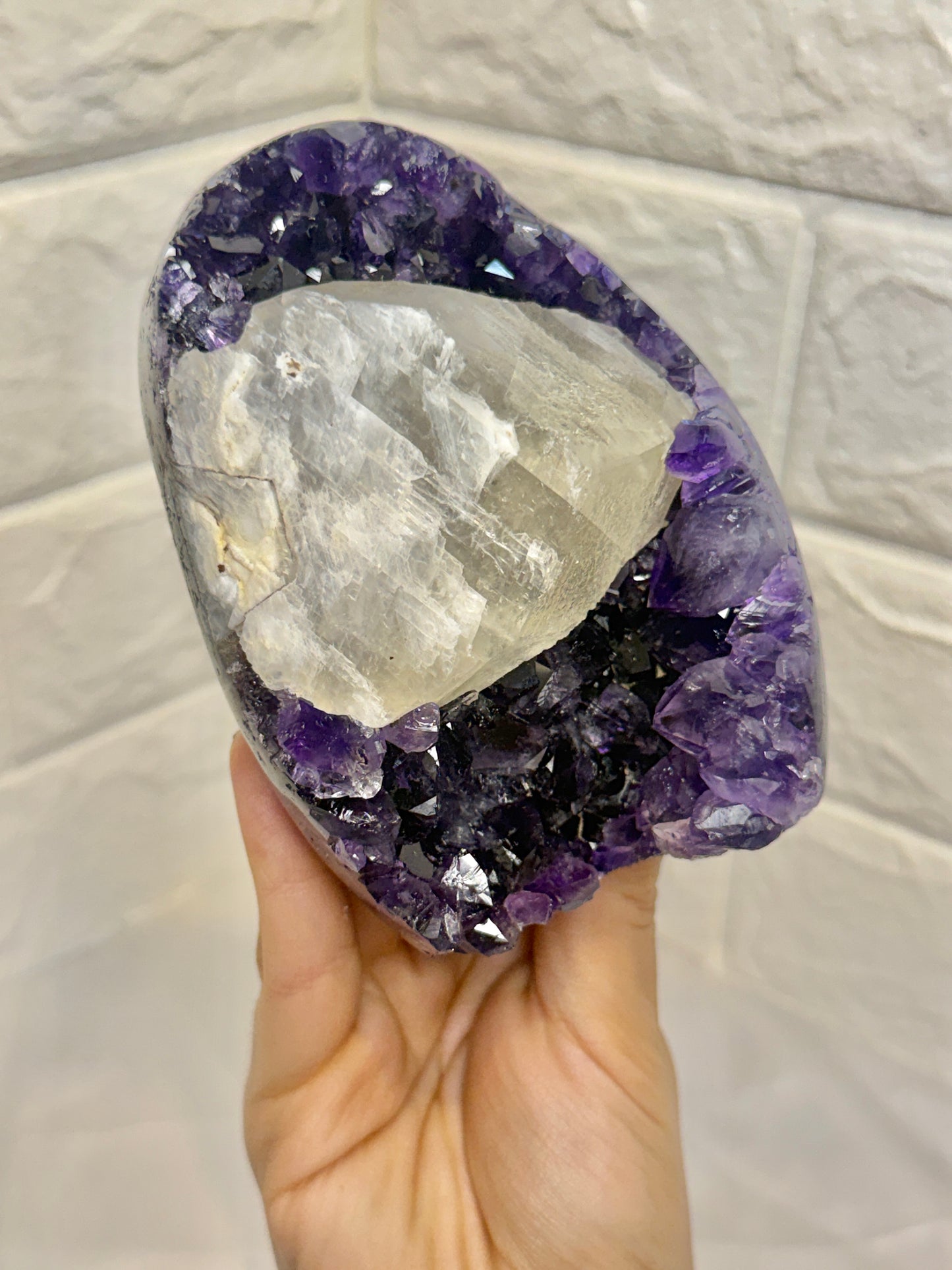 Juicy Uruguay amethyst with calcite J