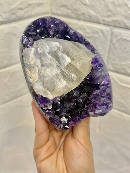 Juicy Uruguay amethyst with calcite J