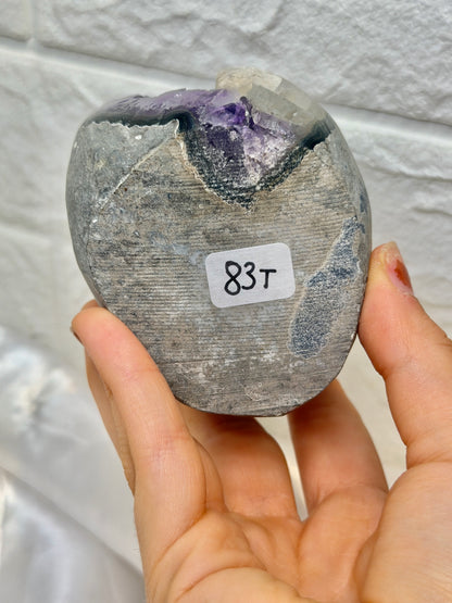Juicy deep purple Uruguay amethyst with calcite T
