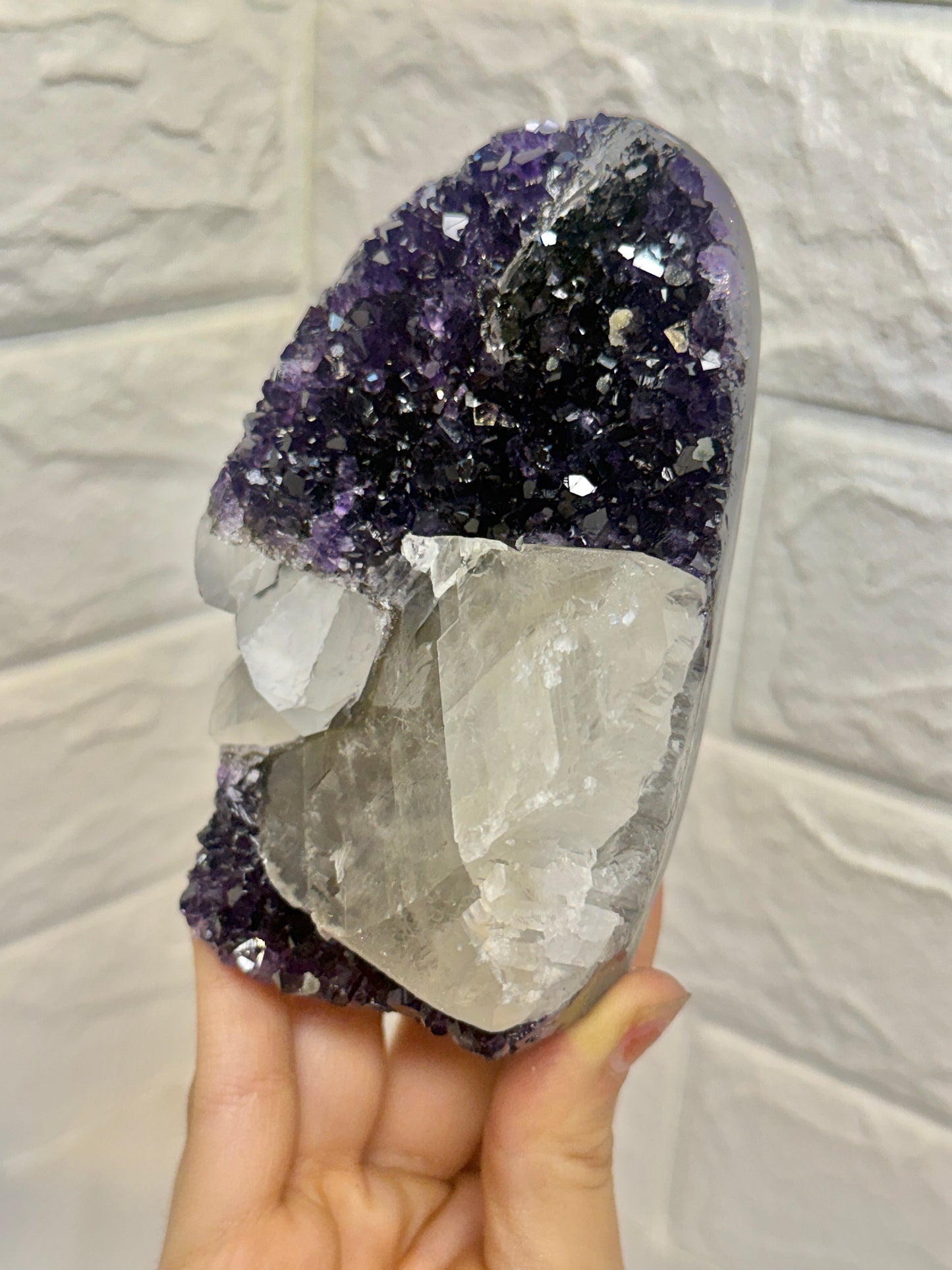 Gorgeous juicy Uruguay amethyst with calcite and goethite L