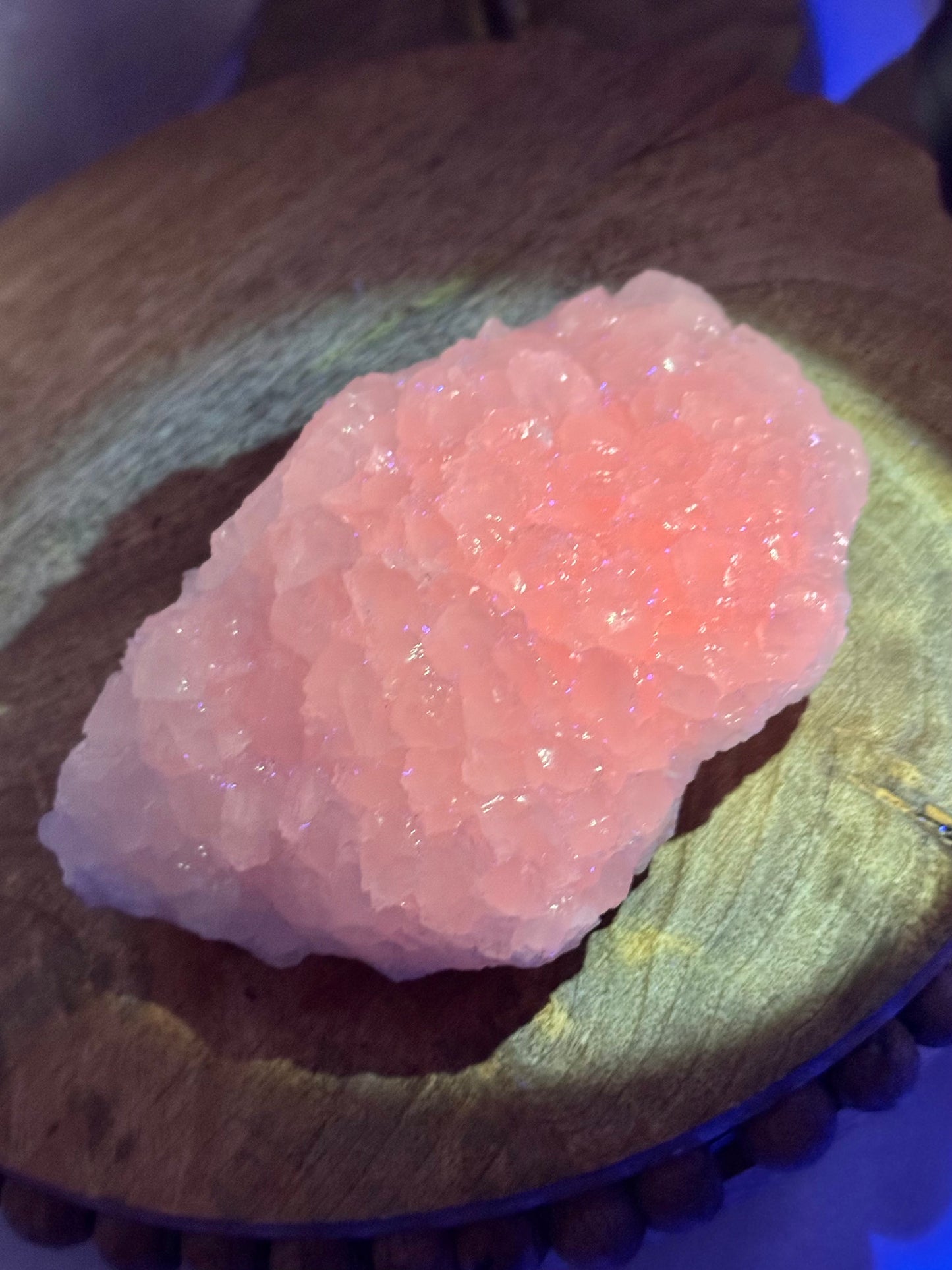 Bubbly UV reactive pink mangano calcite specimen from Peru