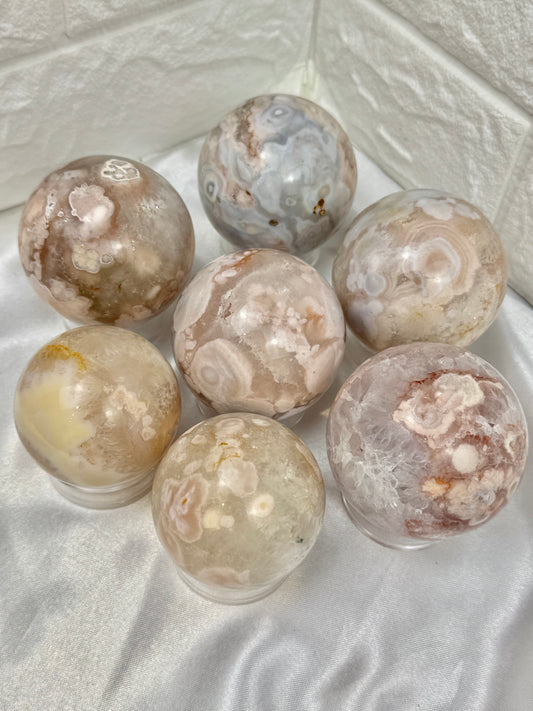 You pick! Flower agate spheres from Madagascar