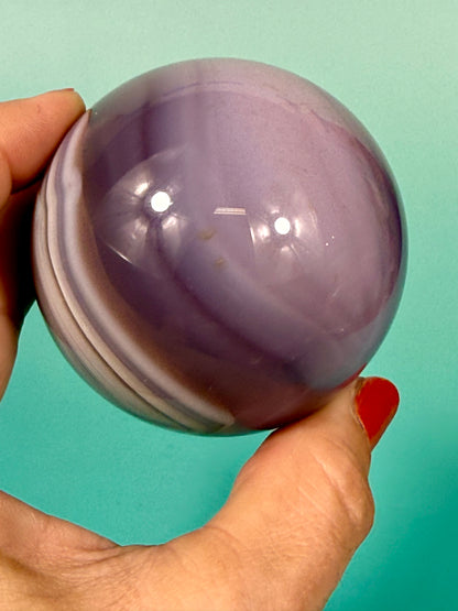 Insane pink jelly agate sphere U (heated color)