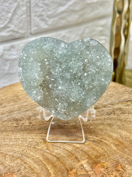 Gorgeous chlorite included quartz heart from Brazil