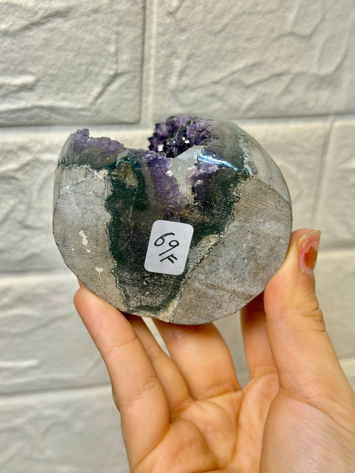 Juicy purple Uruguay amethyst with calcite F