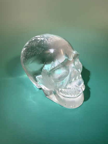 Amazing satin spar skull carving X