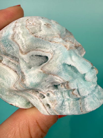 Blue hemimorphite skull
