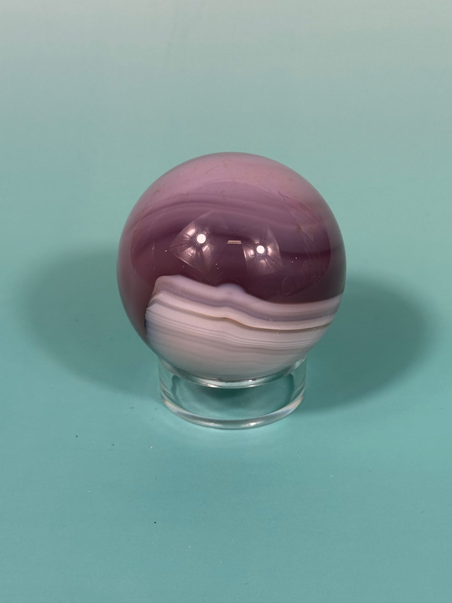 Insane pink jelly agate sphere U (heated color)