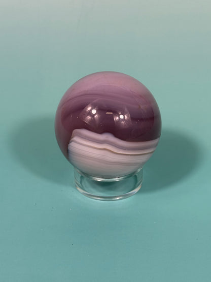 Insane pink jelly agate sphere U (heated color)