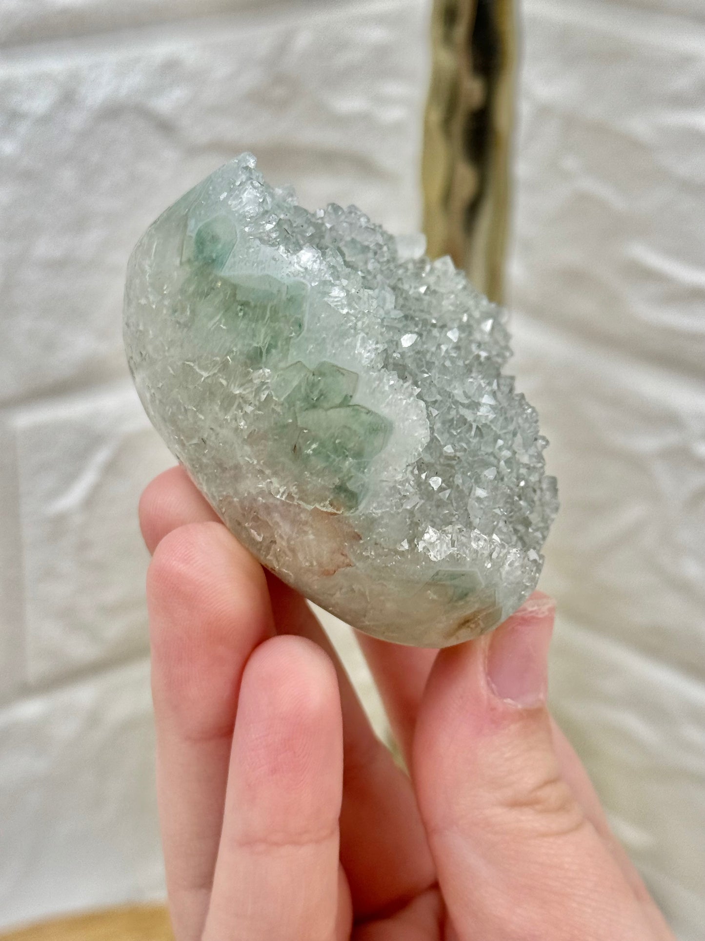 Gorgeous chlorite included quartz heart from Brazil