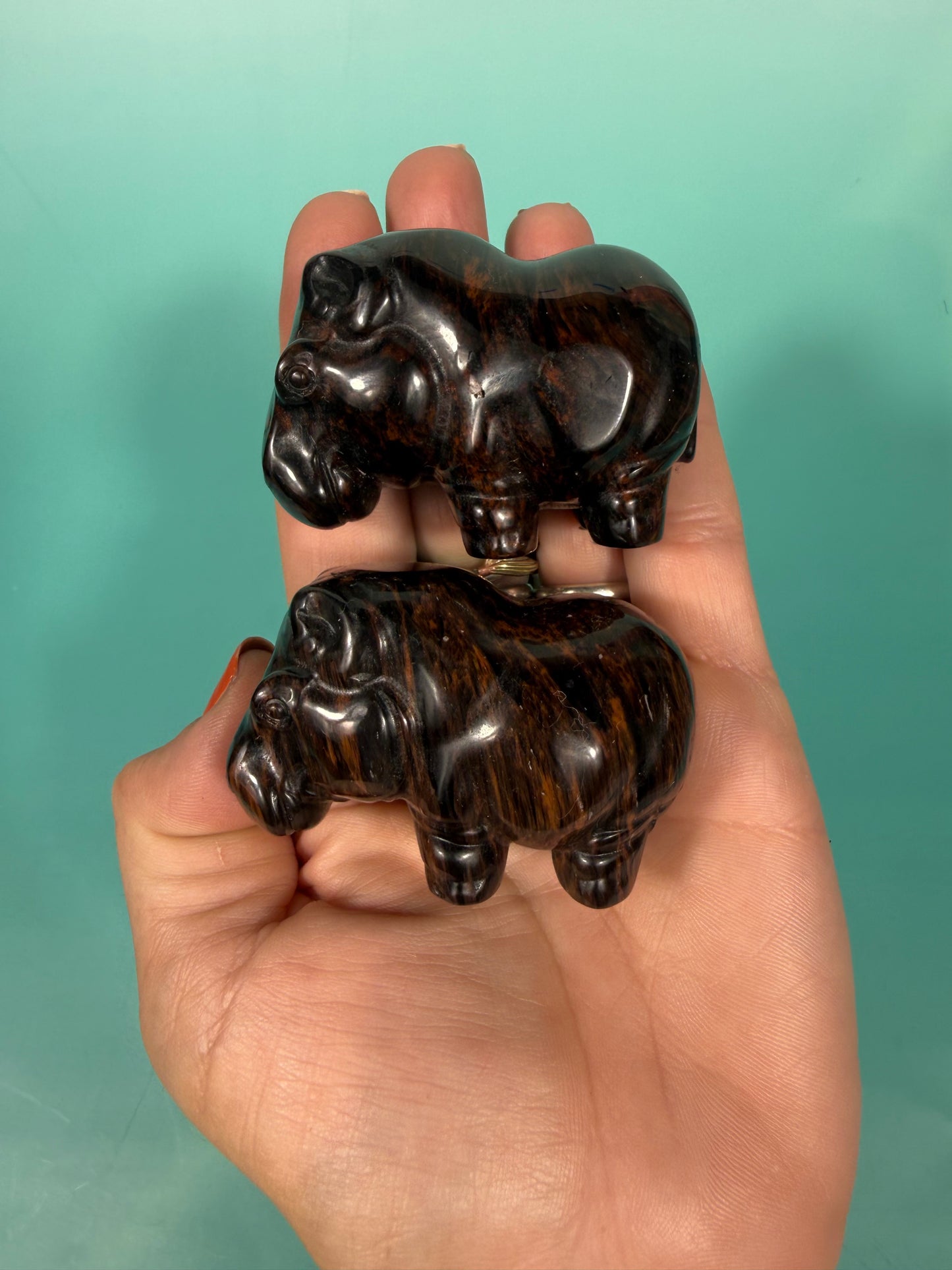 Mahogany obsidian hippopotamus